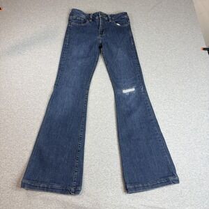 ZARET SAHAR Colombian Flare Jeans Blue Distressed Push Up Denim Womens  27x30